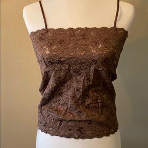 Frenchi Brown Floral Lace top